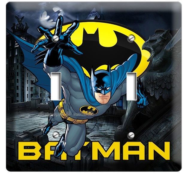 BATMAN FOREVER SUPERHERO DOUBLE LIGHT SWITCH WALL PLATE COVER BOYS BEDROOM DECOR