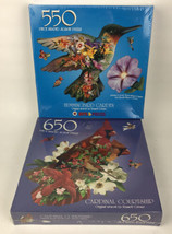 2 X New Russell Cobane Cardinal Courtship Hummingbird Jigsaw Puzzle 650 Pc 20x27 - £29.87 GBP
