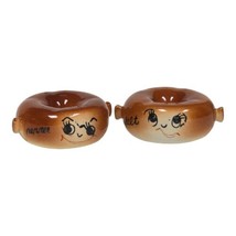 Vtg Anthropomorphic Donut Bagel Salt &amp; Pepper Shakers Kitsch Kitchen Dec... - £29.73 GBP