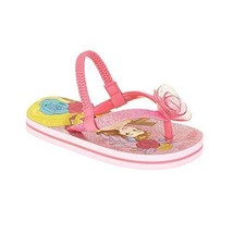 Disney Princess Belle Girls Toddler Flip Flops W Back Strap Size Medium 7-8 - £7.11 GBP