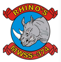 12&quot; marine corps rhino&#39;s mwss-374 sticker decal usa made - £37.56 GBP