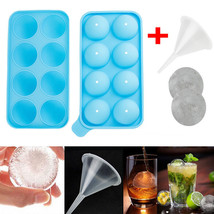 Round Ice Cube Ball Maker Tray Silicone Sphere Mold Bar Whiskey Cocktail... - £14.15 GBP