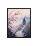 Oil Painting Serene East Asian Landscape - Pink Cherry Blossoms Wall Art - $79.99 - $109.99