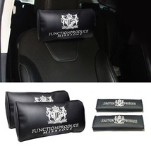 Jp Junction Produce Black Leather Car Seat Neck Cushion Headrest + Shoulder Pad - £22.02 GBP