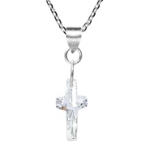 Clear Crystal Cross of Faith .925 Sterling Silver Necklace - £16.39 GBP