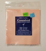 Vtg Mcg Textiles 14 Aida Cross Stitch Fabric 12x18 Pink Combed Cotton New Sealed - £3.95 GBP