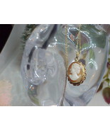 14k Cameo Pendant Drop Necklace Yellow Gold 20&quot; New 2.9 Gram Shell J4100NP - €236,38 EUR