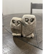 Vintage MCM Russian Stone Owl Pair Carving Figurine Handcrafted Soapston... - $19.79