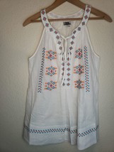 Ivy Jane Tank Top Dress Womens Small White Embroidered Keyhole Sleeveless Casual - £16.91 GBP
