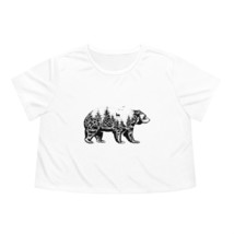 Bear In Forest Crop Tee, Flowy Women&#39;s Tshirt, Personalized Nature Shirt, Deer B - £34.21 GBP+