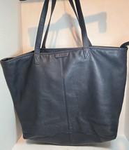 Leatherology Super Soft  BLUE Tote Leather Bag 13 X 17 X 5  in GOOD COND... - £60.64 GBP
