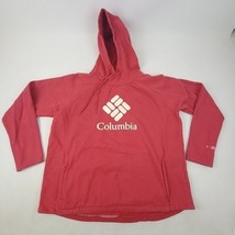 Columbia Hoodie Pullover Sweatshirt Large Red Logo Bleach Stain - $14.75