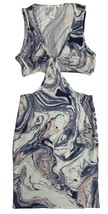 Caution to the Wind Mini Sleeveless White Purple Tie Dye Front Bow Dress Size M - £15.63 GBP