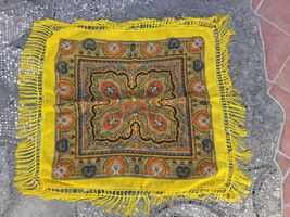 Yellow vintage scarf, abstract print, Slavik folk woman's headscarf, shawl - $25.00