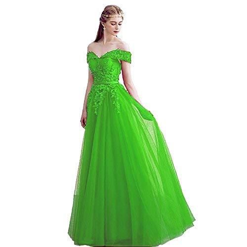 Off The Shoulder Beaded Lace Long Formal Prom Evening Dress Lime Green US 8