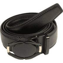 Mens VALENTINI Leather track Belt Adjustable Removable Buckle RT008 Black image 2