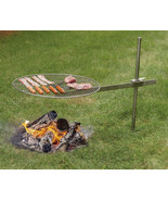 DELUXE CAMPFIRE GRILL SET - Adjustable Stainless Steel 24&quot; Round Cooking... - £154.35 GBP