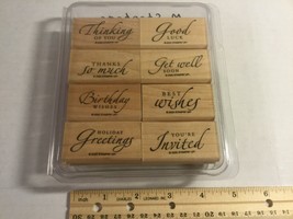 Stampin Up 2005 “Sincere Salutations” Set Of 8 Wood Block Rubber Mounted Stamps - £9.28 GBP