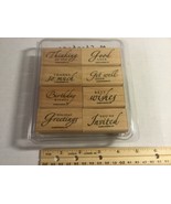 Stampin Up 2005 “Sincere Salutations” Set Of 8 Wood Block Rubber Mounted... - £9.34 GBP