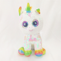 Ty Beanie Boos PIXY White Unicorn Plush 11” Stuffed Animal White Rainbow Sequins - £13.44 GBP