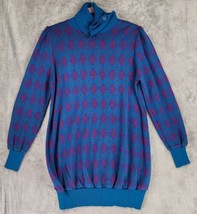 Part 1 Knitting Sweater Womens Medium Teal Purple Plaid 80s Vintage Tuni... - £59.27 GBP