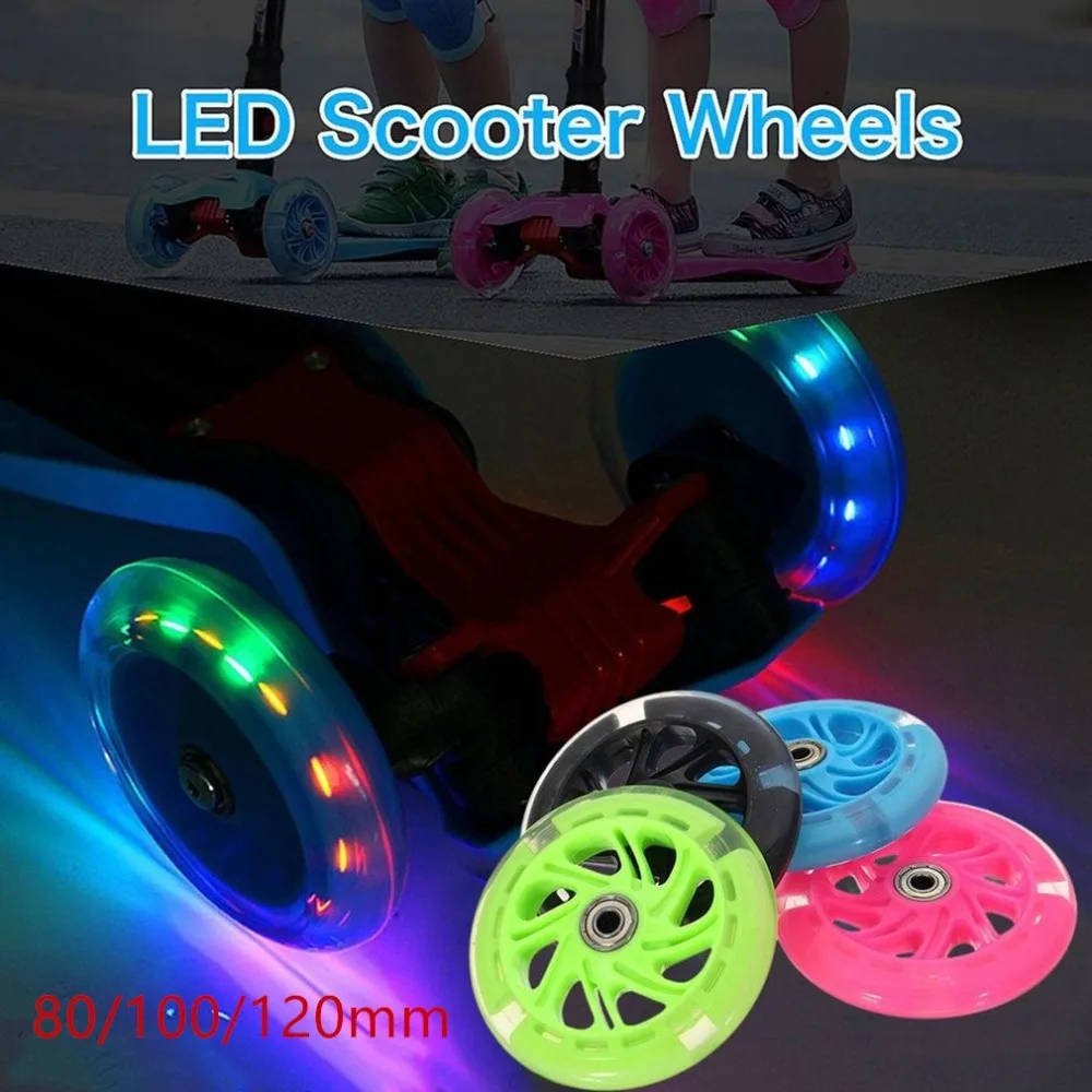 Sporting 2PCS 80mm 100mm 120mm Scooter Wheel LED Flash Light Up Scooter Wheel fo - £23.52 GBP