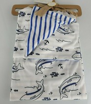 Lila &amp; Jack Baby Boy Reversible Blanket Blue White Whale Anchor Fish Str... - £39.43 GBP