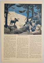 1936 Magazine Picture Hunter Aims at Bull Moose Illustrated by W Wilson - £10.17 GBP