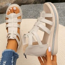 Cutout Rhinestone Trim Wedge Sandals - £32.64 GBP