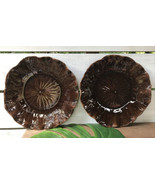 Metlox Poppytrail Cocoa Mocha Brown Lotus Floral 2 Dinner Plates Cali Ma... - $40.21 CAD