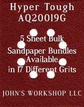 Hyper Tough AQ20019G - 1/4 Sheet - 17 Grits - No-Slip - 5 Sandpaper Bulk Bundles - $4.99