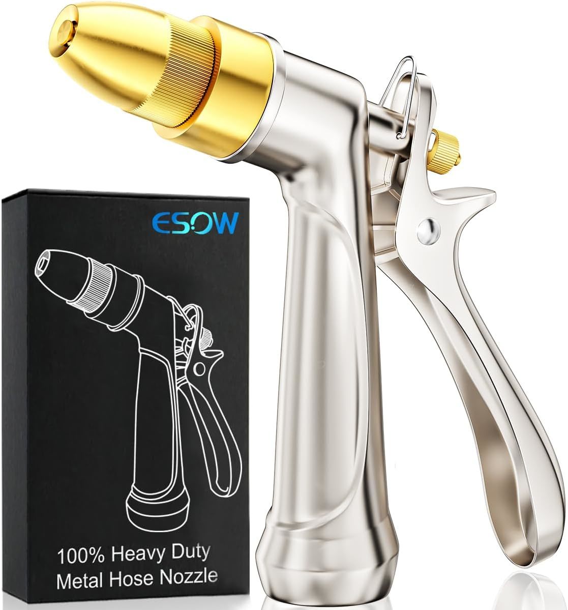 Esow Garden Hose Nozzle, 100% Heavy Duty Metal Spray Gun With Full Brass... - $39.99