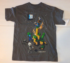 Boys Minecraft Steve Creeper Tight Spot Licensed T-Shirt Youth Nwt - £11.96 GBP