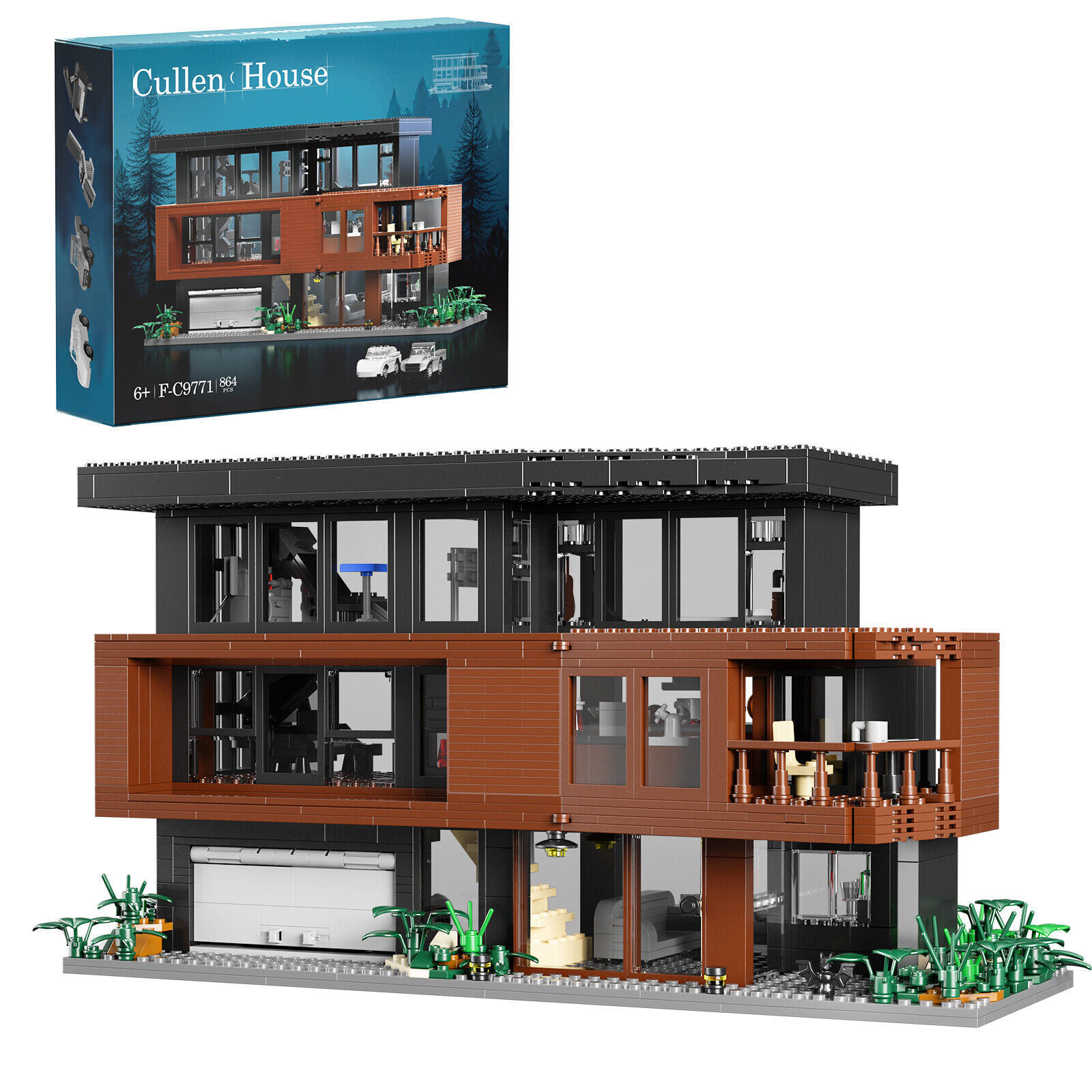 Cullen House with Interior Furniture Modular Buildings Blocks MOC Bricks Toy Set