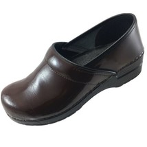 SH11 Sanita Women EUR 41 US 10 Brown Patent Leather Comfort Clogs - £16.43 GBP