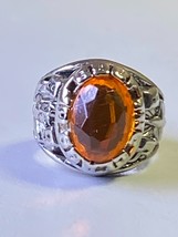 Vintage HS Silver tone Class Ring Charm Glass Imitation Gumball 1989 ora... - $4.95