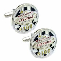 Welcome to Fabulous Las Vegas Cufflinks Round Poker Chip Gambling with Gift Bag - £13.50 GBP