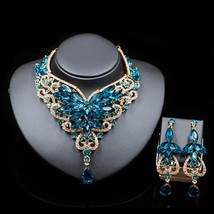 Fashion Crystal Statement Necklace Earings For Women Nigerian Wedding African Be - £28.49 GBP