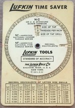 Vintage 1935 Lufkin Time Saver Tap Size Dial Chart - £11.79 GBP