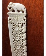 Letter Opener Plastic Celluloid Knife w Carved Elephants On Parade 6 7/8... - £7.98 GBP