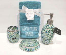 Rae Dunn Hampton Hill Mosiac Soap Lotion Dispenser Toothbrush Bathroom T... - $79.19