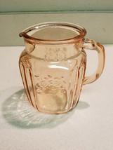 Vintage Pink Depression Glass Mayfair Pitcher with Etched Floral Design - £15.54 GBP