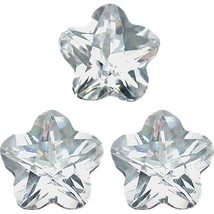 3 White Flower Faceted Cubic Zirconia CZ Gem Stone 5mm - £5.51 GBP