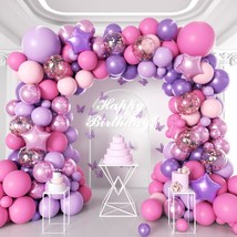 182Pcs Pink and Purple Balloon Garland Arch Kit - Butterfly Baby Shower Decorati - £13.50 GBP