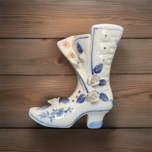 Vintage Porcelain Victorian Floral Boot  Vase Decor Shoe Planter Gold Ac... - $372.79 MXN