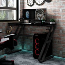 Gaming Desk with ZZ Shape Legs Black 90x60x75 cm - £85.05 GBP