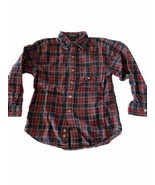 Tommy Hilfiger Boys 7 Red Blue Plaid Long Sleeve Button Down Cotton Shirt - £3.90 GBP