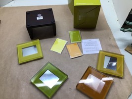 Photo Coasters Crate and Barrel Swing Square Glass holds 2 x 2.75 Set of 4  - £10.89 GBP