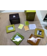 Photo Coasters Crate and Barrel Swing Square Glass holds 2 x 2.75 Set of 4  - £11.10 GBP