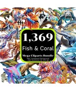 1,369 Fish Cliparts Mega Bundle, Sea Creatures, Corals, Freshwater Fish, - $4.00